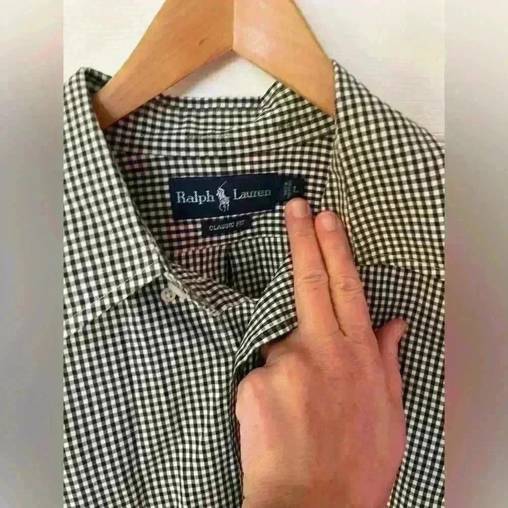 SOLD!! U.S. Polo Assn. Mens Gingham Long Sleeve Button-Down Woven Shirt, Large - Picture 4 of 6